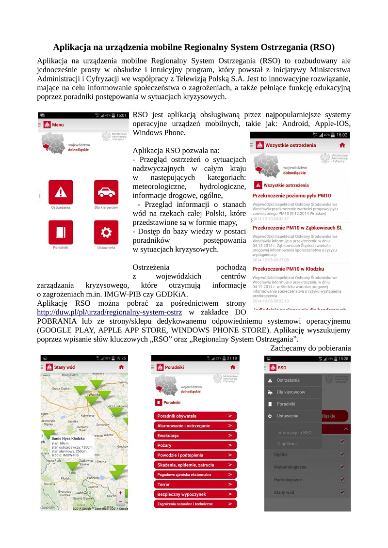 Obraz przedstawiający Aplikacja RSO - lokalny system ostrzegania o zagrożeniach