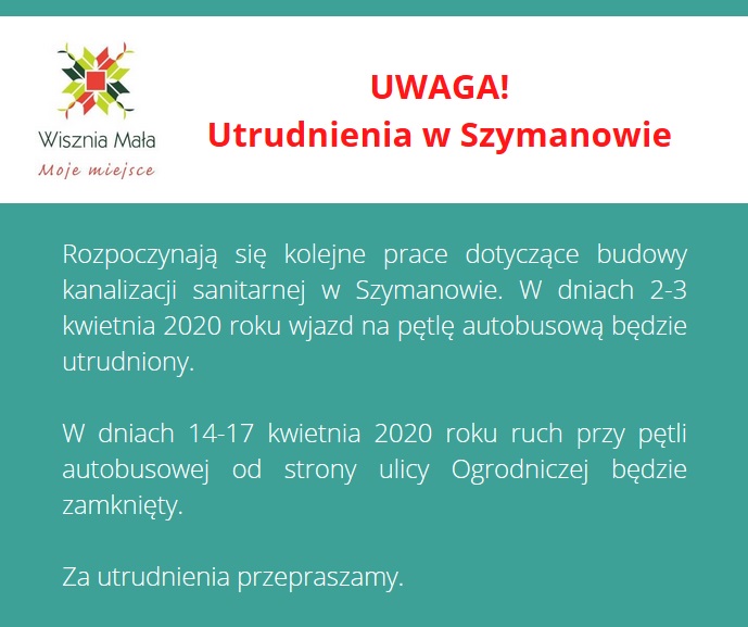 Obraz przedstawiający Uwaga! Utrudnienia w Szymanowie!
