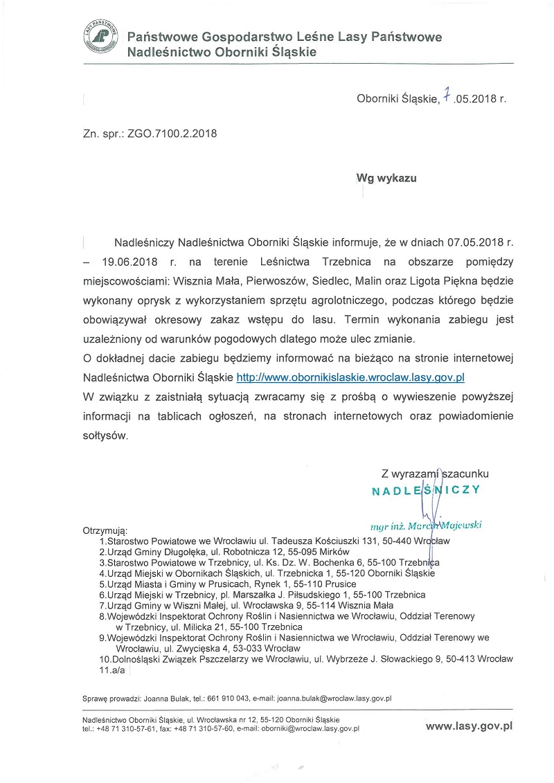 Obraz przedstawiający Planowane opryski agrolotnicze