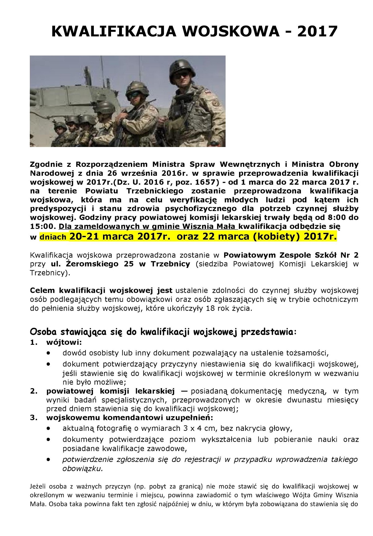 Obraz przedstawiający Kwalifikacja wojskowa 2017