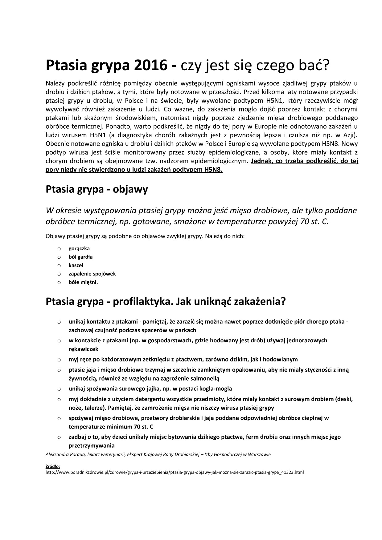 Obraz przedstawiający UWAGA!!! PTASIA GRYPA