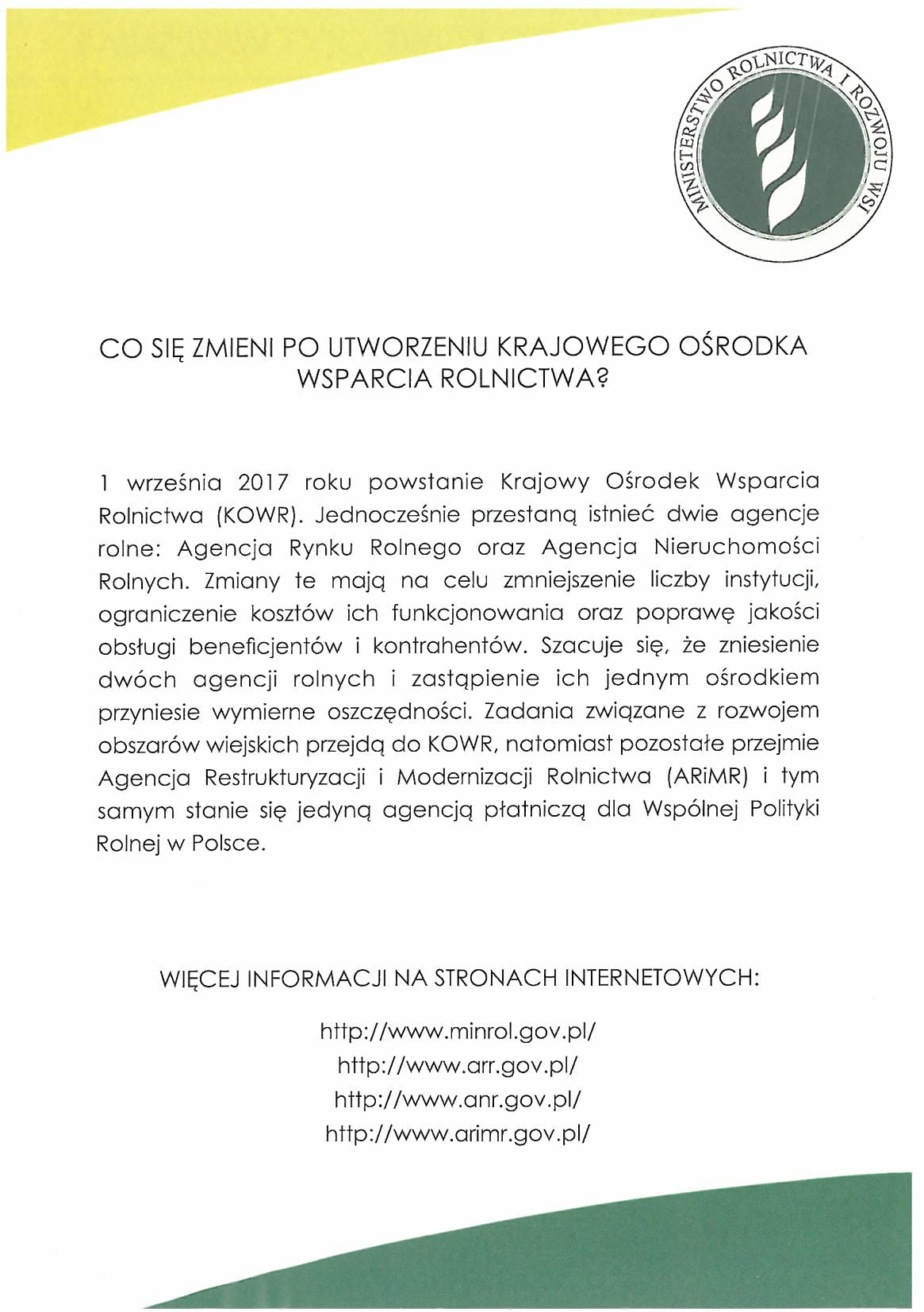 Obraz przedstawiający Krajowy Ośrodek Wsparcia Rolnictwa (KOWR)