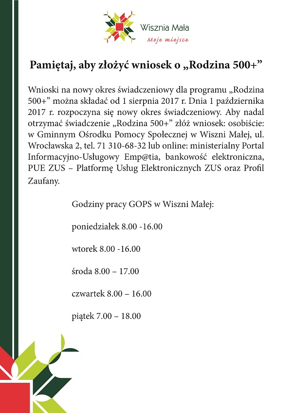Obraz przedstawiający Nowe wnioski 500+
